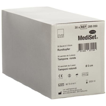 Круглые тампоны Mediset 3 см стерильные 30 пакетов 3 шт.