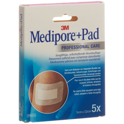 3M Medipore ™ prekės ženklas + Pad 5x7.2cm žaizdos pagalvėlė 2.8x3.8cm 5 vnt.