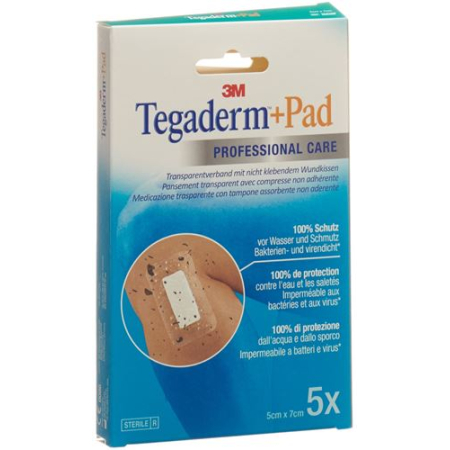 3M Tegaderm + Pad 5x7cm ჭრილობის საფენი 2.5x4cm 5 ცალი