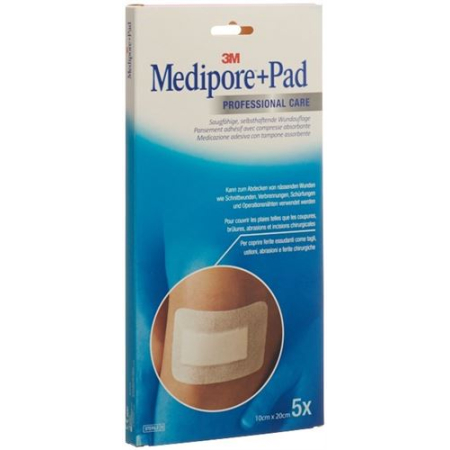 3M Medipore brand + Pad 10x20cm wound pad 5x15.5cm 5 pcs - Beeovita