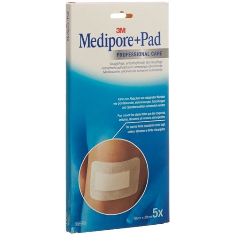 3M Medipore™ prekės ženklas + Įklotas 10x20cm žaizdos pagalvėlė 5x15.5cm 5 vnt.