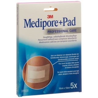 3M Medipore™ prekės ženklas + Įklotas 10x10cm žaizdos pagalvėlė 5x5,5cm 5 vnt.