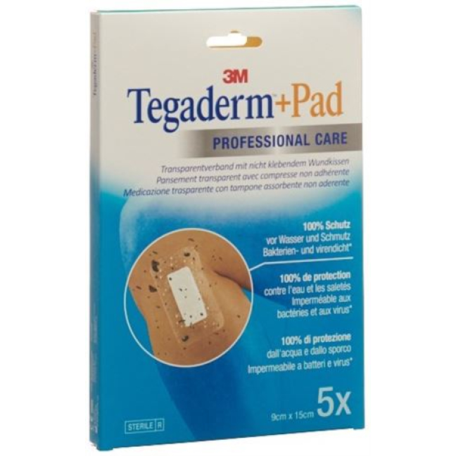 3M Tegaderm+Pad 9x15cm wound pad 4.5x10cm 5 pcs