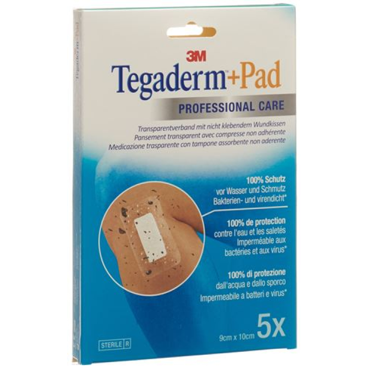 3M Tegaderm+Pad 9x10cm podložka na rany 4,5x6cm 5 ks