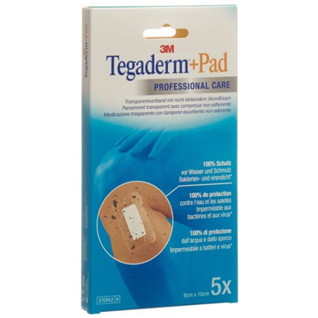 3M Tegaderm + Pad 6x10cm compresse 2.5x6cm 5 pièces