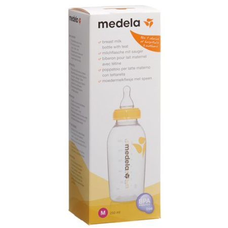 Молочко Medela 250мл пляшка з соскою M (4-6 місяців)