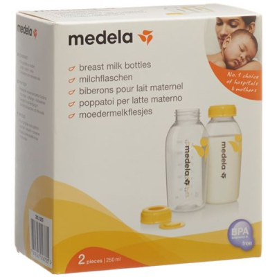 ដបទឹកដោះគោ medela រួមទាំងគម្រប 250ml ជាមួយនឹងការបញ្ចូល 2 កុំព្យូទ័រ