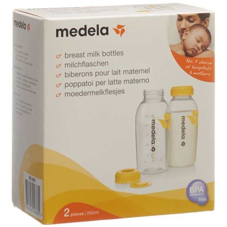 Medela pieno buteliukas su 250ml dangteliu su įdėklu 2 vnt