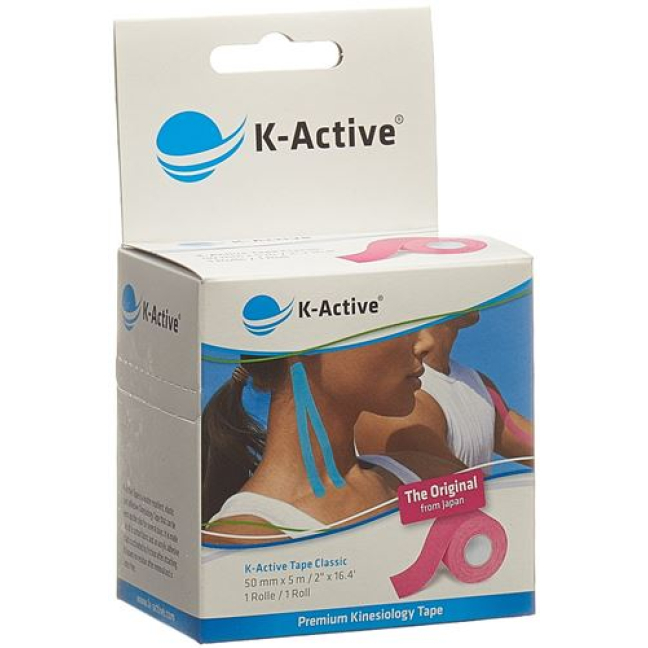 K-Active Kinesiology Tape کلاسیک 5cmx5m صورتی دافع آب