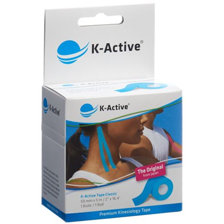 K-Active Kinesiology Tape کلاسیک 5cmx5m آبی دافع آب