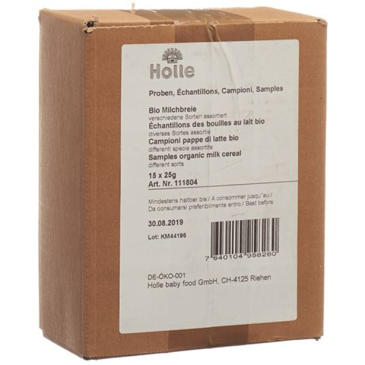 Échantillons de bouillie de lait biologique Holle assortis 15x25g