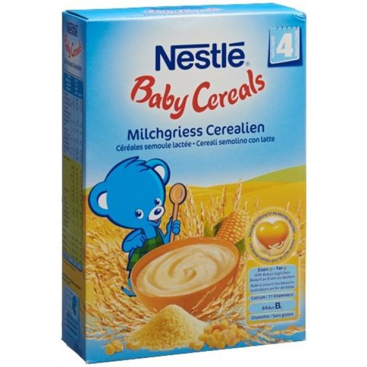 Nestlé Baby Płatki zbożowe Mleko Kasza manna 4 miesiące 450 g