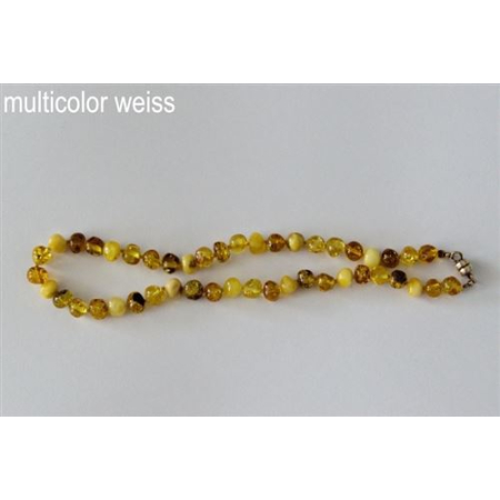 Kalung Amberstyle amber multiwarna putih 32cm dengan magnet var