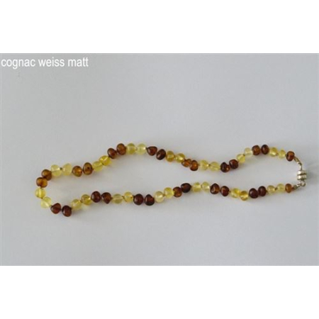 Amberstyle amber necklace cognac white 36cm with magnetic clasp