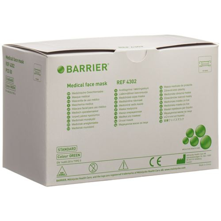 Masker bedah barrier basic green tipe II perban 50 pcs