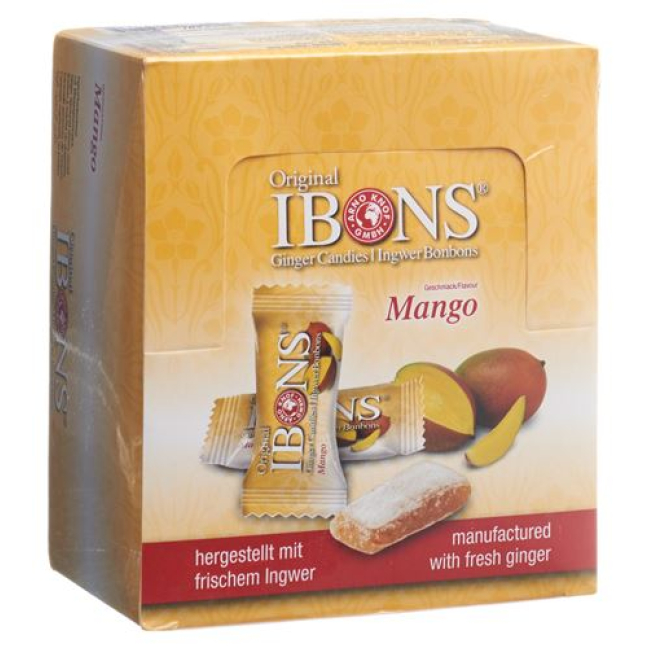 IBONS imbierinių saldainių vitrinas Mango 12x60g