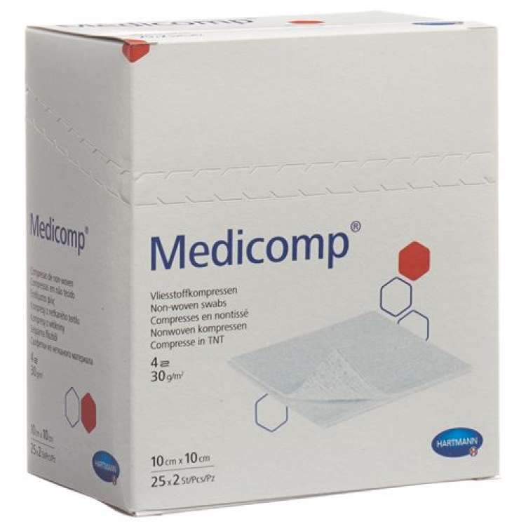 MEDICOMP fleecekompress 10x10cm 25 poser 2 stk