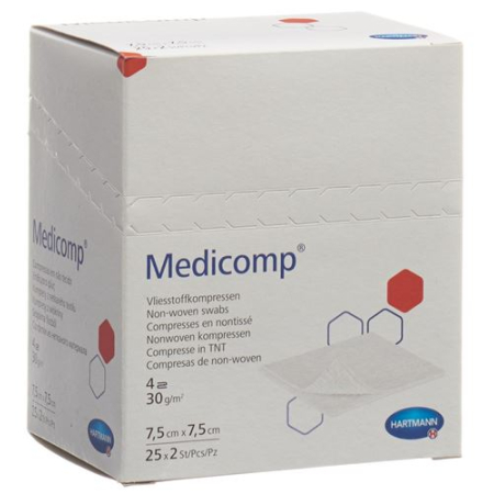 Medicomp Vlieskompr 7.5x7.5cm 25 营 2 件
