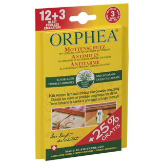 Orphea Захист від молі листя цвіт ароматизатор 12 + 3 шт Дія