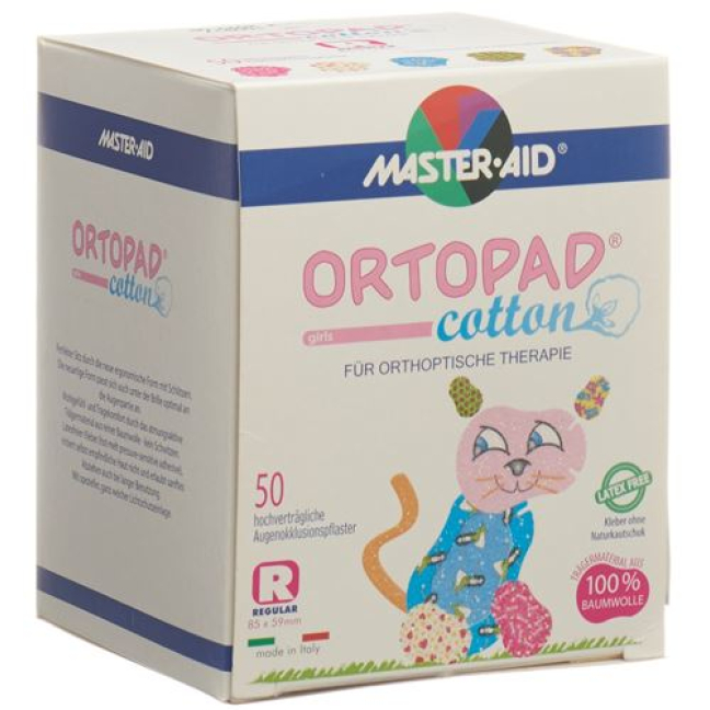 Ortopad Cotton Occlusionspflaster Regular Girl 4 vuotta ja 50 kpl