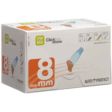 mylife Clickfine Autoprotect βελόνα στυλό 8mm 100 τεμ
