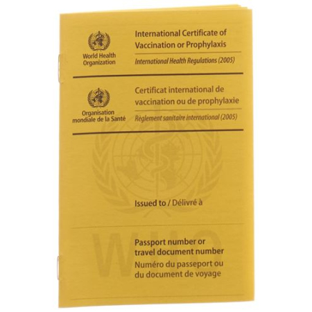 WHO-vaccinationskort internationalt gult