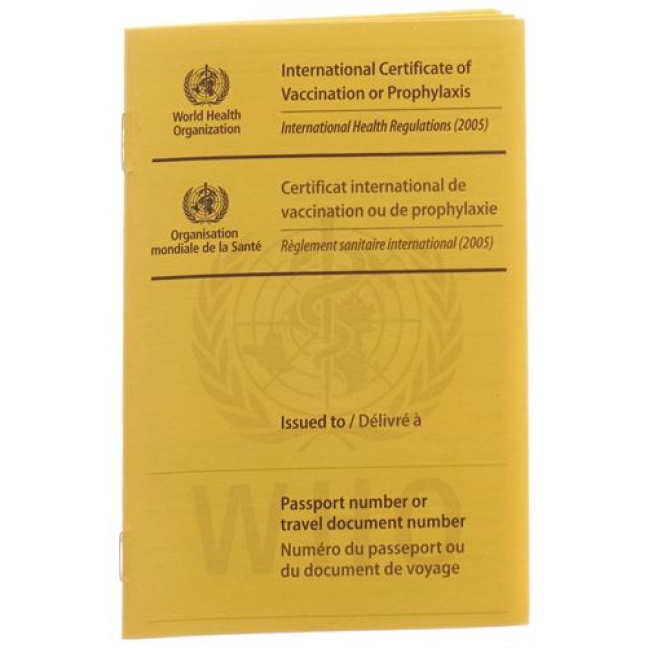 WHO-vaccinationskort internationalt gult