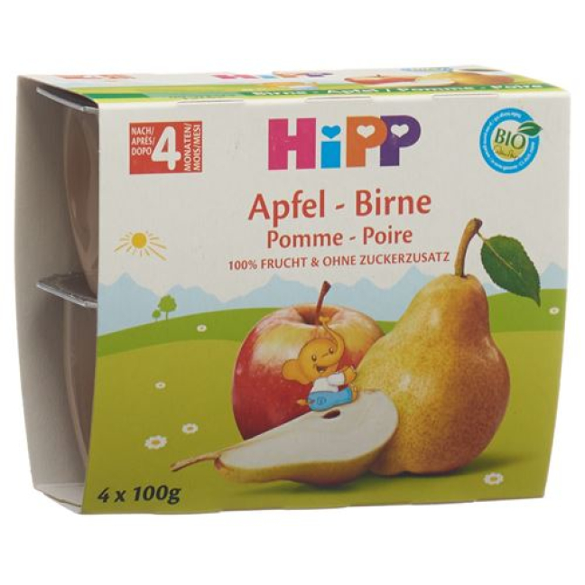 HIPP فاكهة التفاح الكمثرى 4 × 100 جرام