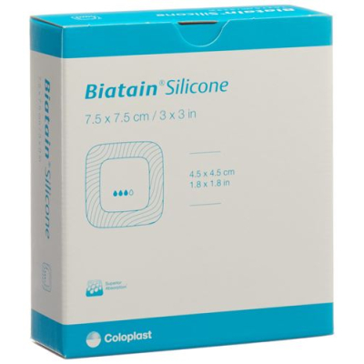 Biatain silikone skumforbinding 7,5x7,5cm selvklæbende 10 stk.