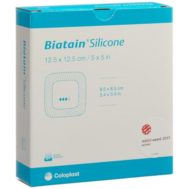 Biatain 硅胶泡沫敷料 12.5x12.5cm 自粘 10 件