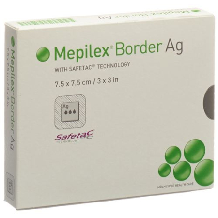 Mepilex Ag Border putplasčio tvarstis 7,5x7,5cm 5 vnt