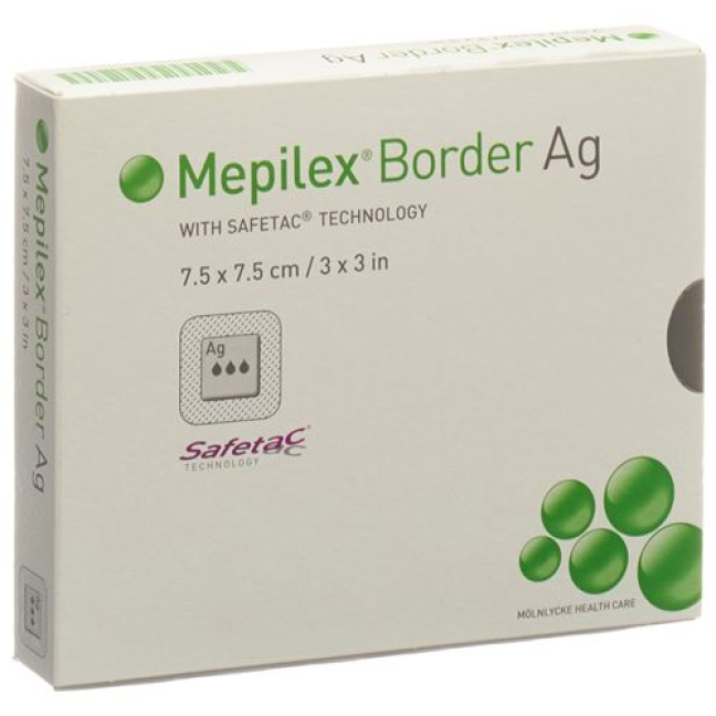 Mepilex Ag Border skumdressing 7,5x7,5cm 5 stk