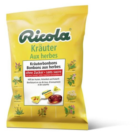 Травяные конфеты Ricola без сахара в пакетиках 125 г