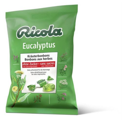 Ricola Eukalyptové bylinkové kvapky bez cukru 125 g bag