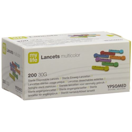 mylife Lancets lancettes jetables multicolore 200 pcs