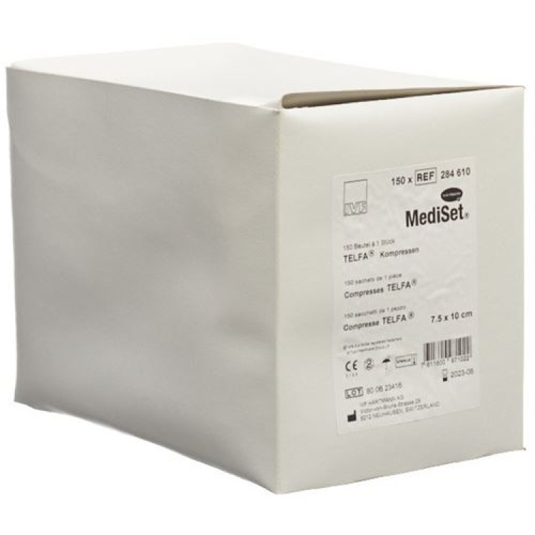 Mediset IVF Telfa komprimerer 10x7,5cm sterile 150 poser