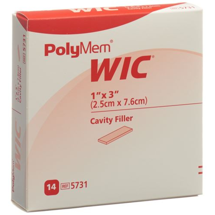 PolyMem WIC wound filler 2.5x7.6cm sterile 14 pieces