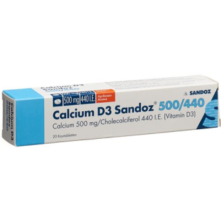 Calcium D3 Sandoz Kautabl 500/440 Abricot 20 pièces