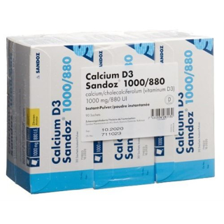 Calcium D3 Sandoz Plv 1000/880 maišelis 90 vnt