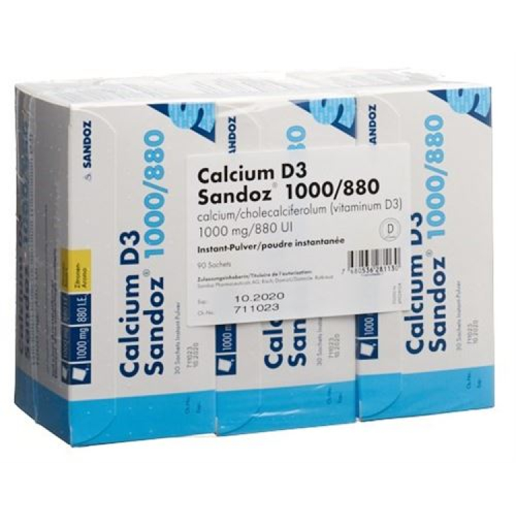 Calcium D3 Sandoz Plv 1000/880 zak 90 stuks