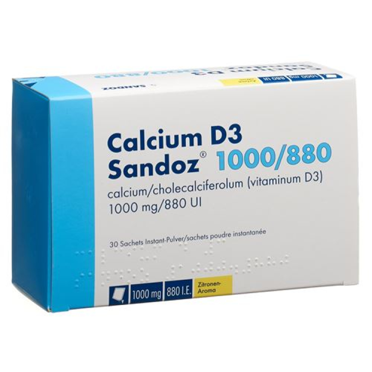 Canxi D3 Sandoz Plv 1000/880 túi 30 miếng