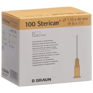 Aguja STERICAN 19G ​​1.10x40mm marfil Luer 100 uds
