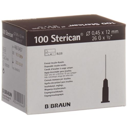 STERICAN nål 26G 0,45x12mm brun Luer 100 stk.