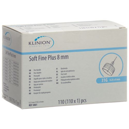Klinion Soft Fine Plus Pen Adata 8mm 31G 110 vnt