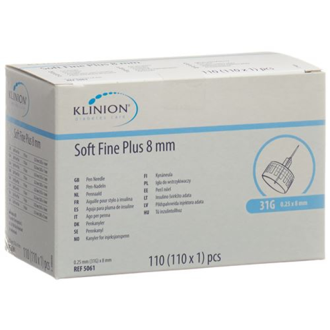 Klinion Soft Fine Plus Pennål 8mm 31G 110 stk