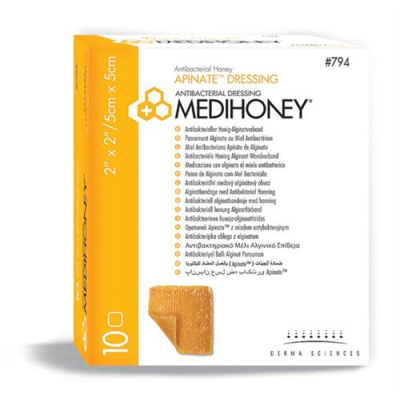 Medihoney antibacterial apinate dressing 794 5x5cm 10 pieces