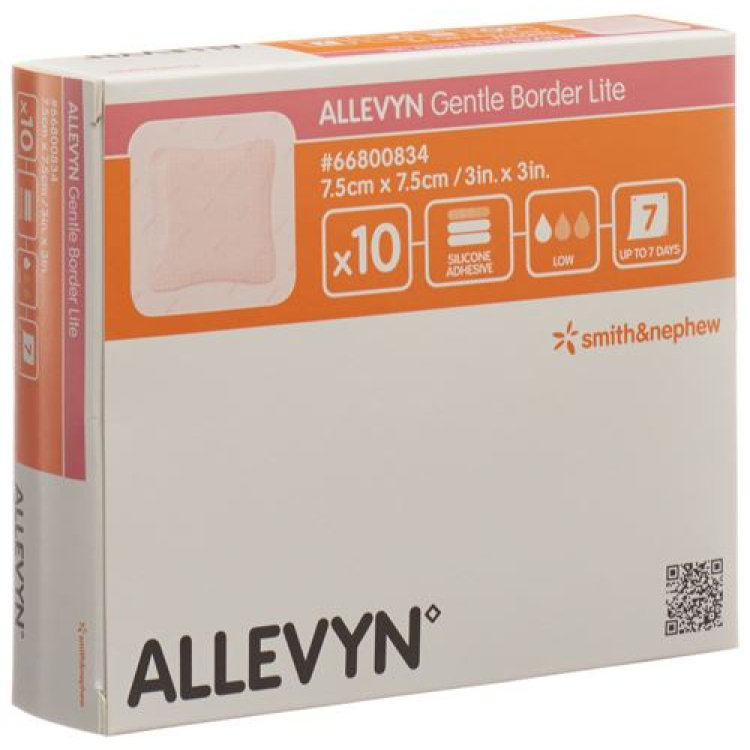 Allevyn Gentle Border Lite 7,5x7,5cm 10 stk