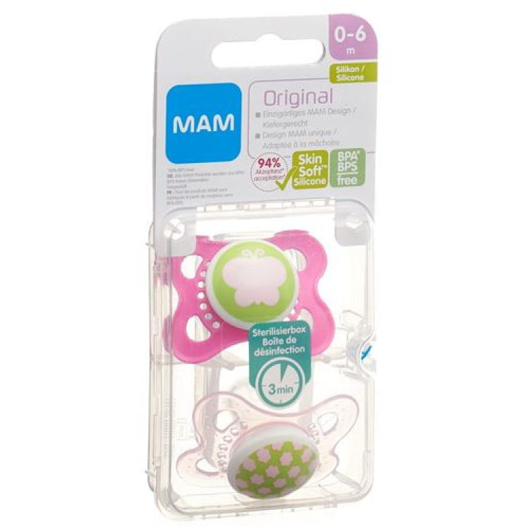 MAM Original Nuggi Silicone 0-6 Months Girl 2 ks