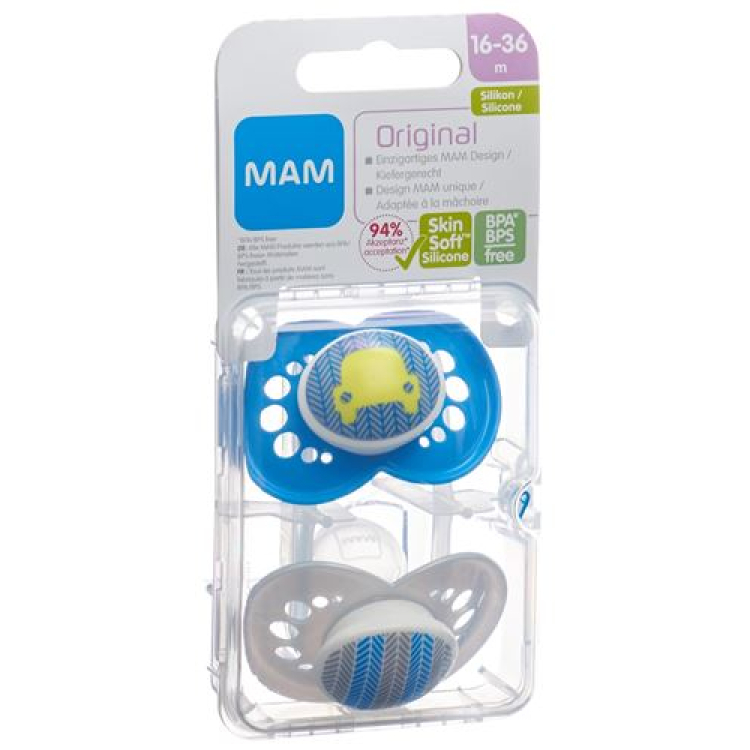 Mam Original Nuggi Silicone 16-36 თვის ბიჭი 2 ც