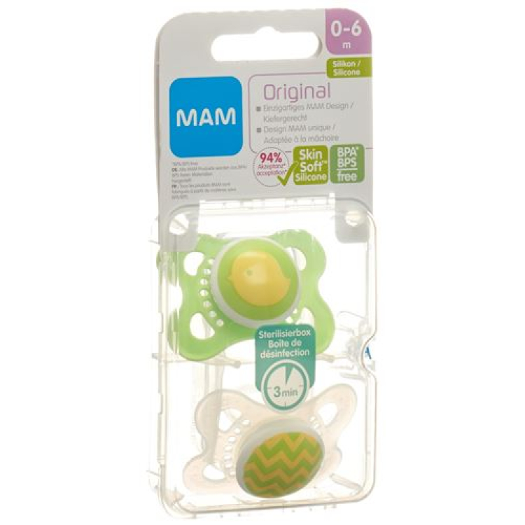 MAM Original Nuggi Silicone 0-6 ខែ Unisex 2 pcs